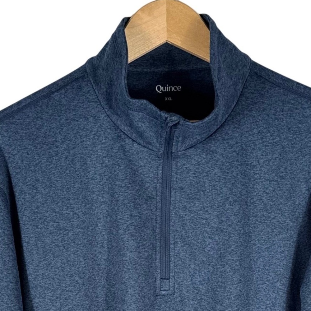Quince Flowknit Performance Half Zio Mens XXL Heather Navy Pullover Top